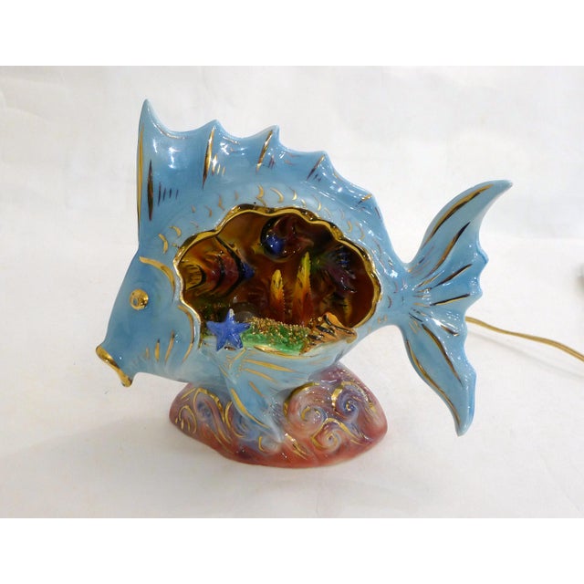 Fish Night Light in Slip-Cast Earthenware by LP Ceroc Monaco, 1950s For Sale - Image 14 of 14