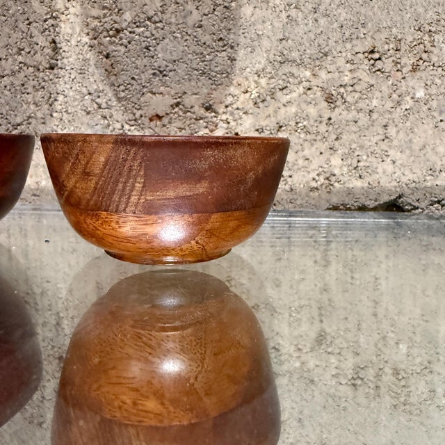 1980s Vintage Set of Four Turned Mini Wood Bowls For Sale - Image 5 of 8