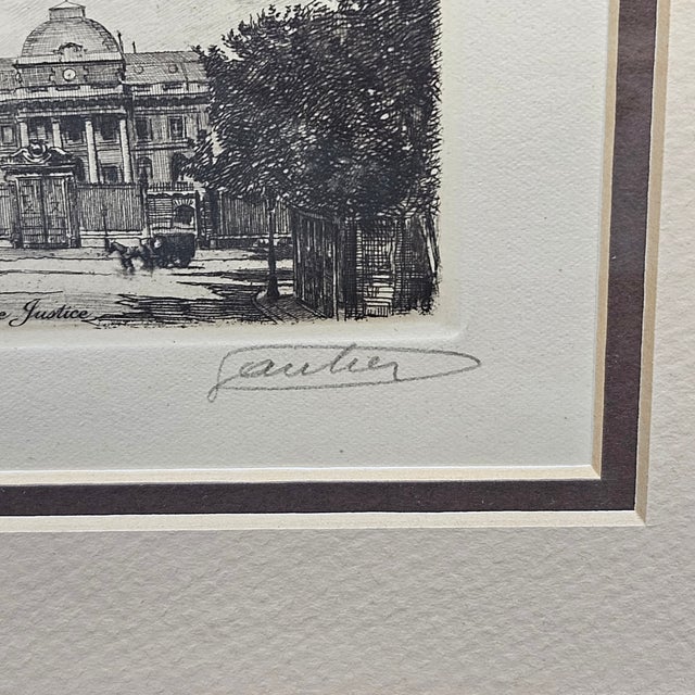 Gothic Vintage 1880 Lucien Gautier Paris Etching Set Framed Palais Justice Ste Chapelle For Sale - Image 3 of 13