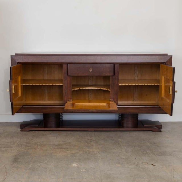 Charles Dudouyt 1940s French Carved Wood Sideboard by Charles Dudouyt, Attributed For Sale - Image 4 of 18