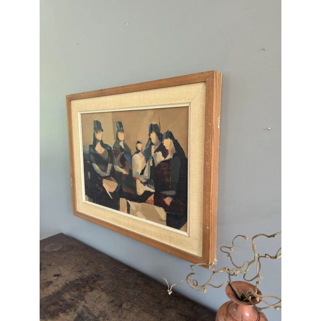 1950s 1957 Mid-Century Modern "Senoritas" Vintage Abstract Figurative Oil Painting by Swedish Artist Ivar Morsing, Framed For Sale - Image 5 of 12