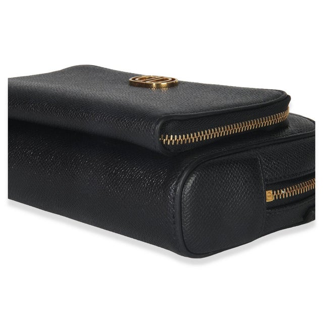 Black Grained Calfskin Caro Double Pouch For Sale In New York - Image 6 of 9