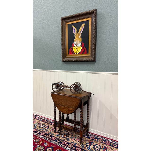 Antique English Table Drop Leaf Gateleg Barley Twist Oak Oval C. 1920-30s For Sale - Image 14 of 18