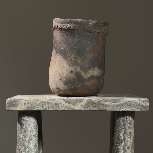 Antique Pit Fired Hand Built Navajo Clay Pot. Hand built pot with raised detailing along the top near the rim. Beautiful...