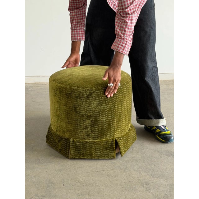 Custom Ottoman in Green For Sale - Image 4 of 8