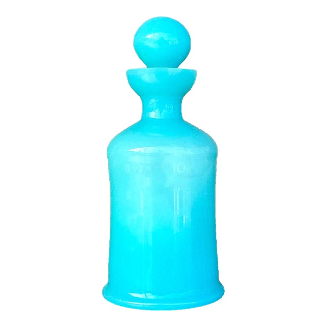 Vintage Boho Opaline Glass Decanter For Sale