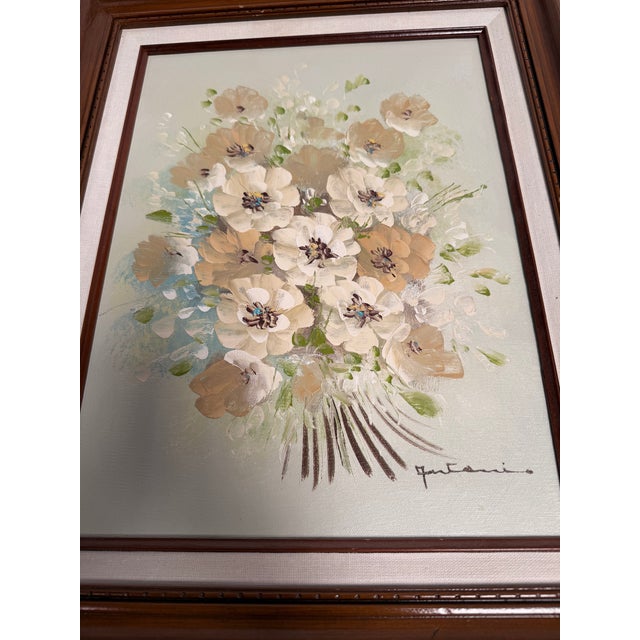 Signed Original Oil Painting Floral Bouquet Framed Vintage For Sale - Image 9 of 9