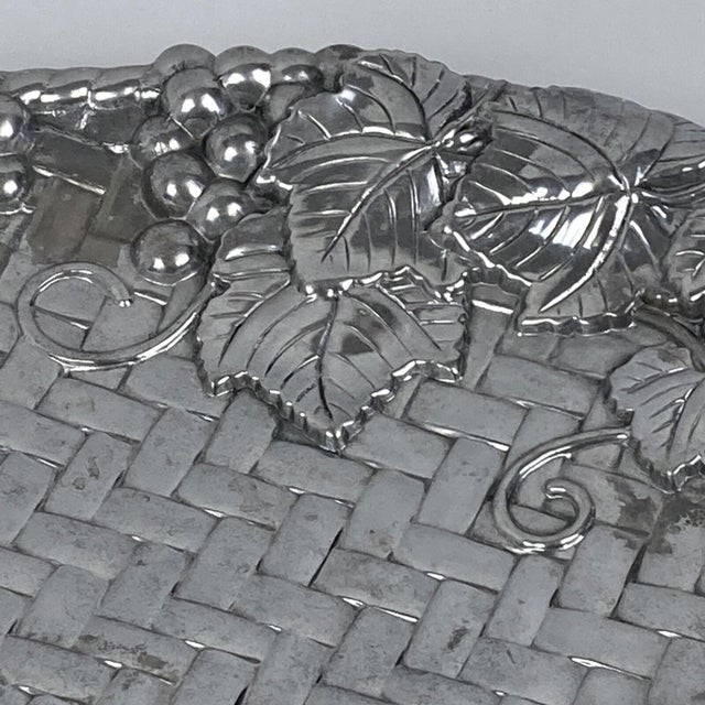Lenox Fruit Weave Serving Platter Handle Tray 22" Grape Leaf Metal Silver Basket Gorgeous quality made by LENOX - a Large...