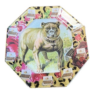 Late 20th Century Decoupage Dog Plate For Sale