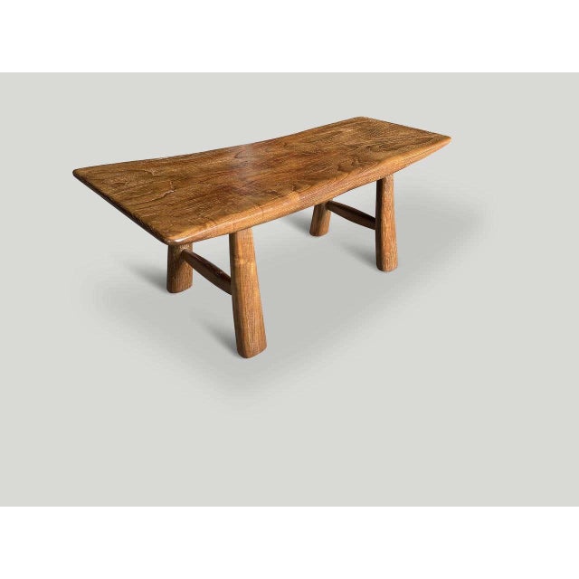 "A beautiful antique single teak panel from my finest collection, is expertly shaped into this beautiful bench or stool....