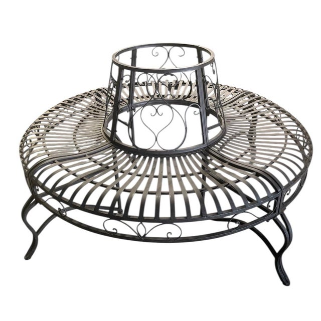 Victorian Style Wrought Iron Circular Tree Bench For Sale - Image 4 of 7