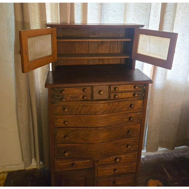 Brown Antique Dentist Cabinet With Round Drawers For Sale - Image 8 of 10