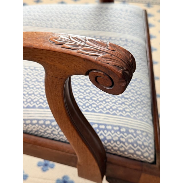 Early 20th Century Set of 8 Antique Chippendale Chairs With Fortuny Upholstery For Sale - Image 5 of 16