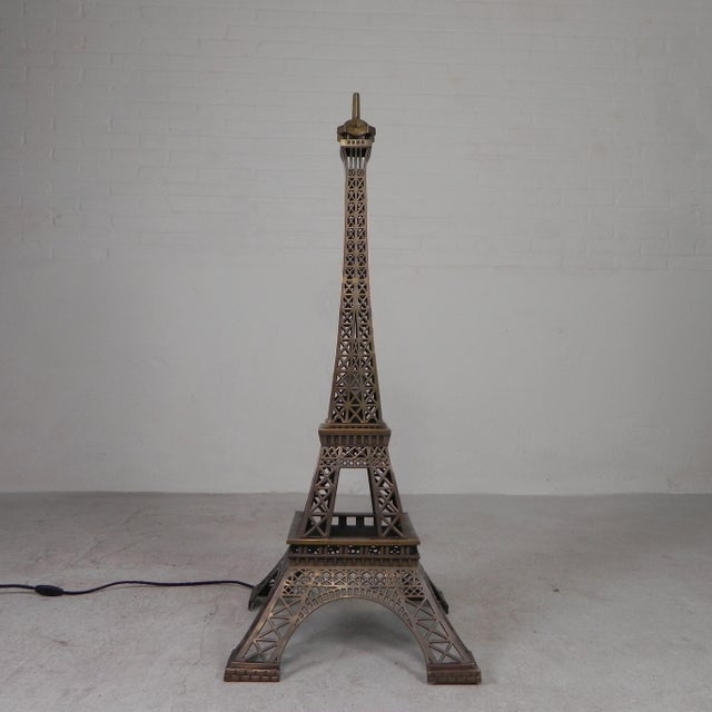 Large High Bronze Eiffel Tower with Lighting, 1970s For Sale - Image 9 of 18