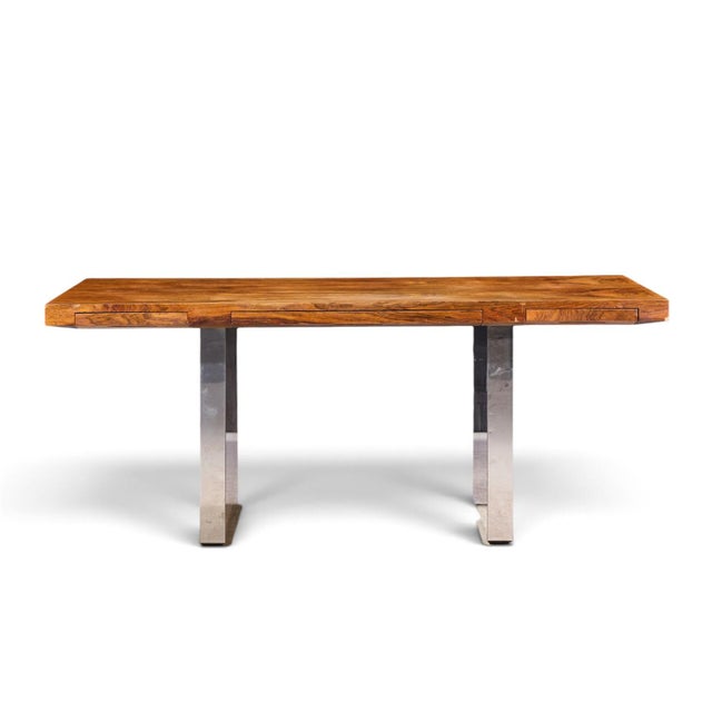 Roger Sprunger for Dunbar Mid Century Rosewood and Chrome Executive Desk For Sale In Chicago - Image 6 of 11