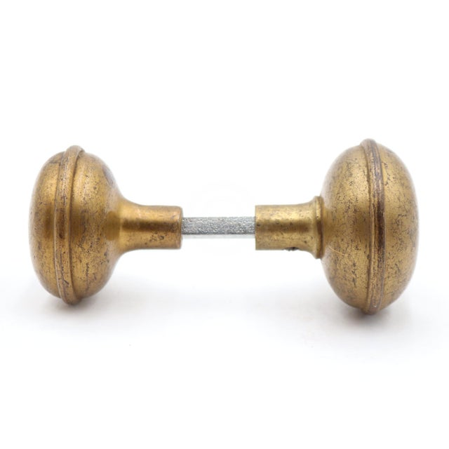 Mid 20th Century Vintage Traditional Pressed Brass Passage Door Knob Set For Sale - Image 5 of 8