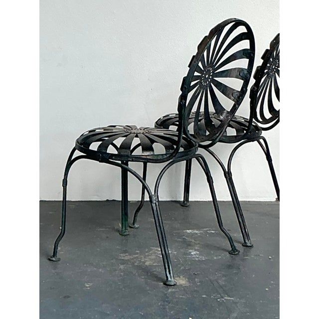 Metal Vintage Boho Wrought Iron “Sunburst” Dining Chairs After Francois Carre - A Pair For Sale - Image 7 of 11