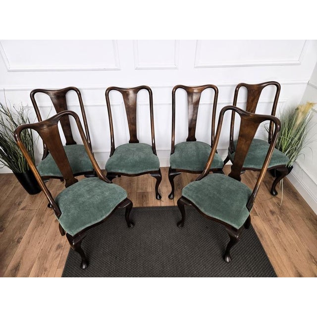 Mid-Century Modern Italian Upholstered Walnut Dining Chairs, 1950s, Set of 6 For Sale - Image 10 of 11