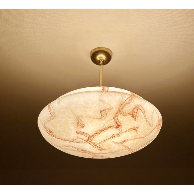 Art Deco Pendant Light in Amber Marble Glass, 1930s For Sale - Image 4 of 15