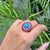 14k Yellow Gold 9.35ct Cabochon Turquoise Ruby & Diamond Halo Cocktail Ring Size 4 For Sale In New York - Image 6 of 18