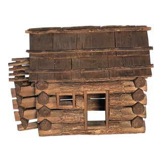 Antique American Folk Art Dollhouse Log Cabin For Sale