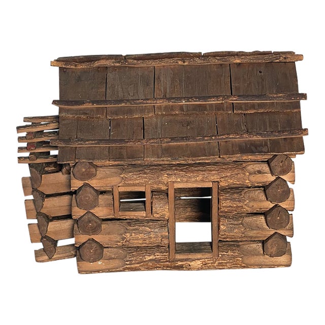 Antique American Folk Art Dollhouse Log Cabin For Sale