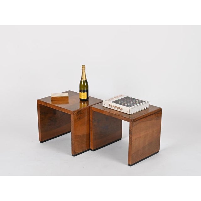 Vintage Nightstands in Walnut Burl by Gio Ponti, Italy, 1930s, Set of 2 For Sale - Image 3 of 3