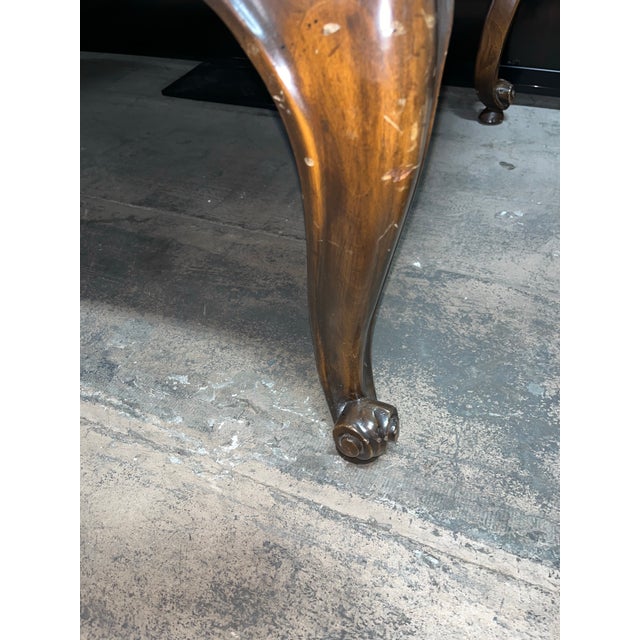 French Late 20th Century Large Leather Top Walnut Desk Louis XV Style For Sale - Image 3 of 12