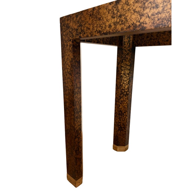 Mid-Century Faux Tortoise Shell Console Table With Black Glass by Henredon For Sale - Image 10 of 15