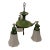 Antique Art Deco Brass Pan 3 Light Chandelier Ceiling Light 1920s Green & Gold For Sale