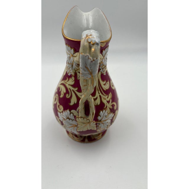 Antique 19th Century European Porcelain Pitcher - Cranberry Red & Gilt A stunning example of Victorian-era decorative...