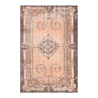 1970s Vintage Handmade Wool Cotton Brown Area Rug For Sale