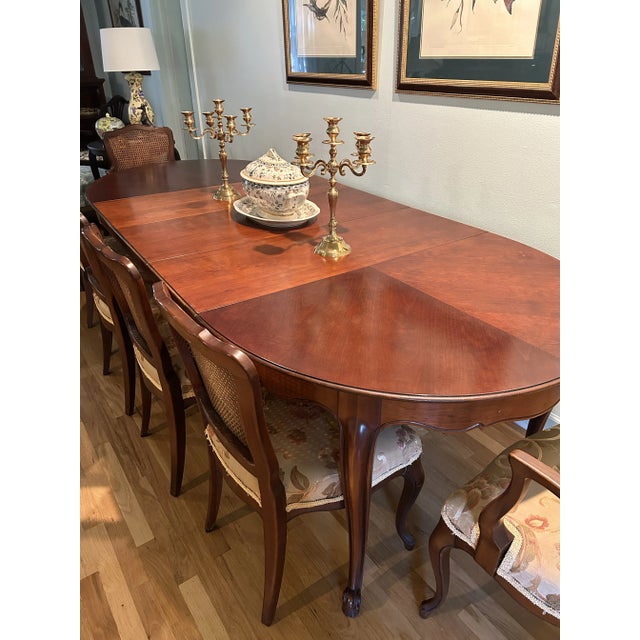 Wood Kindel Furniture French Provincial Louis XV Dining Table With 3 Extension Leaves For Sale - Image 7 of 12