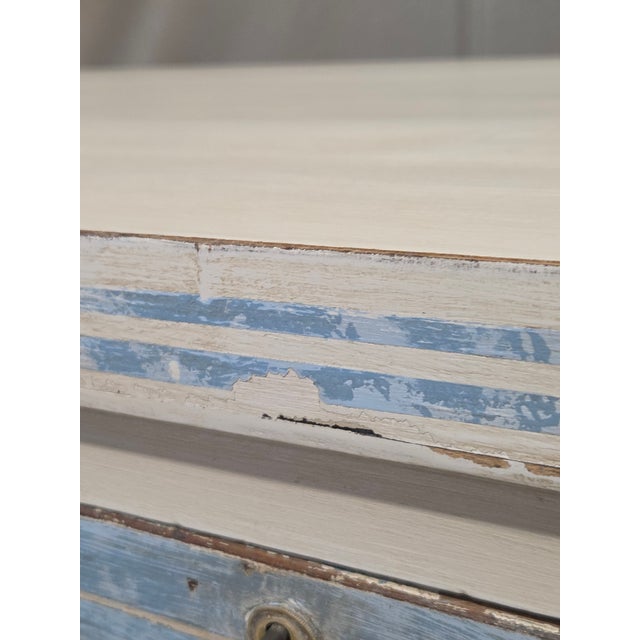 1920s Antique English Pine Painted Dresser Chest of Drawers With Greek Key Motif For Sale - Image 5 of 13