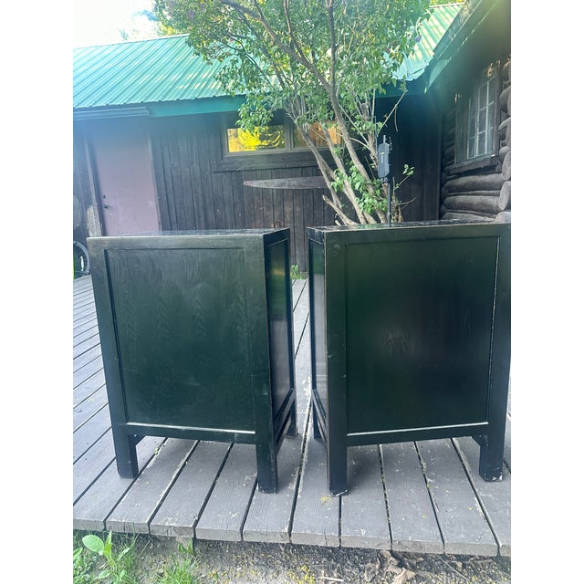 Rare Pair of 19th Century Chinese Red Lacquer Chinoiserie Cabinets For Sale - Image 14 of 16