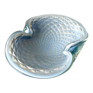 Vintage Mid Century Barbini Bullicante Aventurine Murano Glass Bowl For Sale