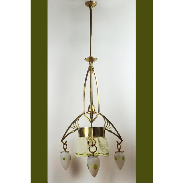 Art Nouveau Brass Chandelier, 1890s For Sale - Image 3 of 14