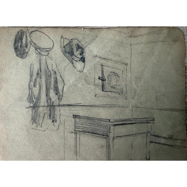 Beige Heinrich Pforr, Father Pforr Kitchen Interior, Pencil on Paper For Sale - Image 8 of 13