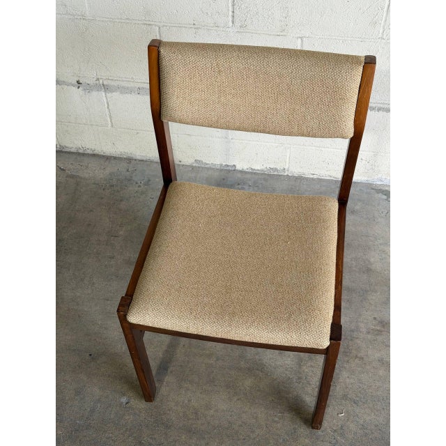 Wood Vintage Danish Modern Teak Dining Chair With Neutral Upholstery For Sale - Image 7 of 7