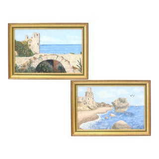 French Coastal Landscape Paintings, Pair For Sale