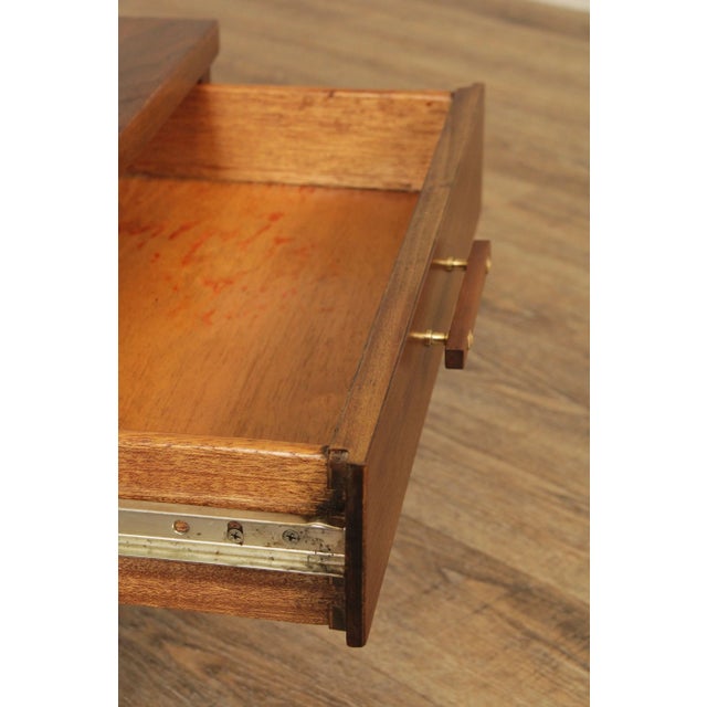 1980s Vintage Mid-Century Modern Walnut Asian Inspired Nightstands - A Pair For Sale - Image 5 of 13