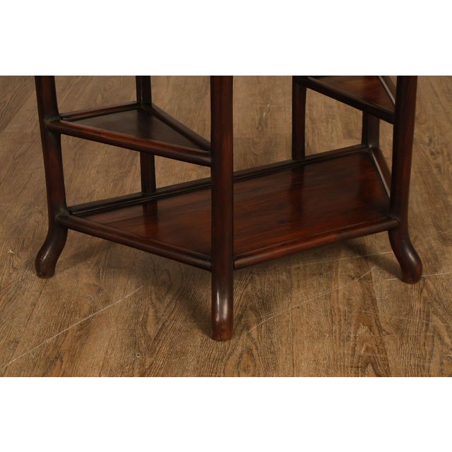 Asian Style Demilune Marble Top Side Table With Tiered Shelves For Sale - Image 9 of 18