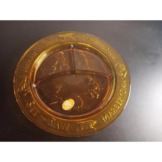 1940s Vintage 1940s Amber Tiara Glass Divided Plate For Sale - Image 5 of 5