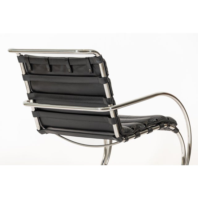 Mid Century Mr Black Leather Arm Chairs by Mies Van Der Rohe for Knoll For Sale - Image 15 of 15