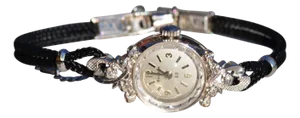 Mid 20th Century Ladies 14K White Gold Bulova Watch set with Diamonds