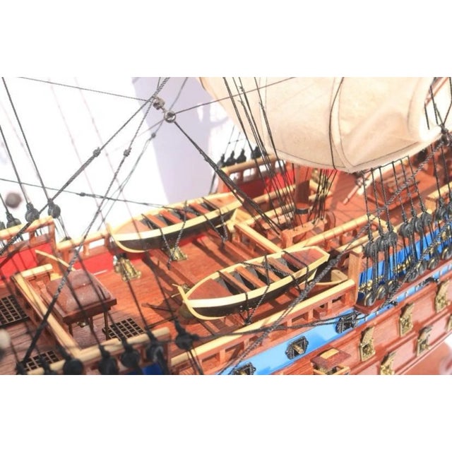 Exquisite Handcrafted Wooden Ship Model – Luxury Nautical Home Decor Statement Piece for Modern Interiors For Sale - Image 11 of 13
