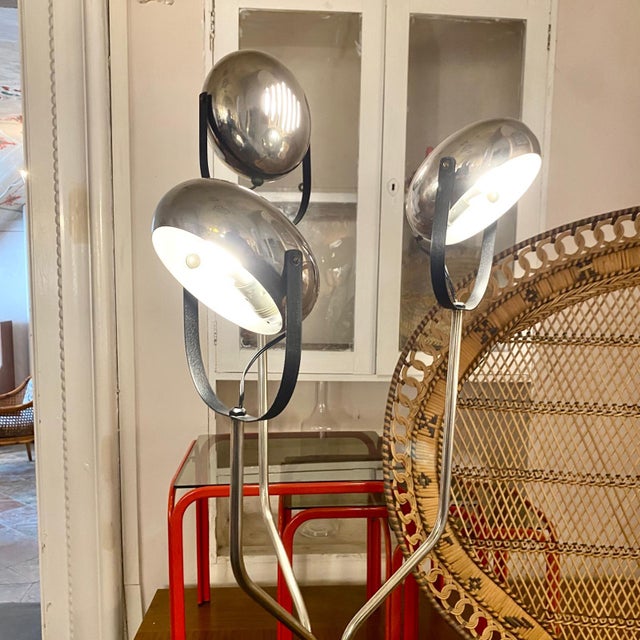 Silver Vintage Chrome Floor Lamp with Adjustable Lights by Reggiani, Italy, 1960s For Sale - Image 8 of 16
