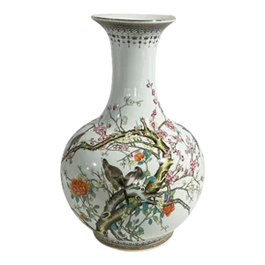 Large Chinoiserie Porcelain Onion Shaped Vase 22.5" H