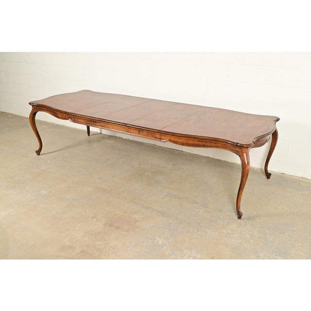 Henredon French Provincial Louis XV Carved Walnut Extension Dining Table With Parquet Top For Sale - Image 15 of 15