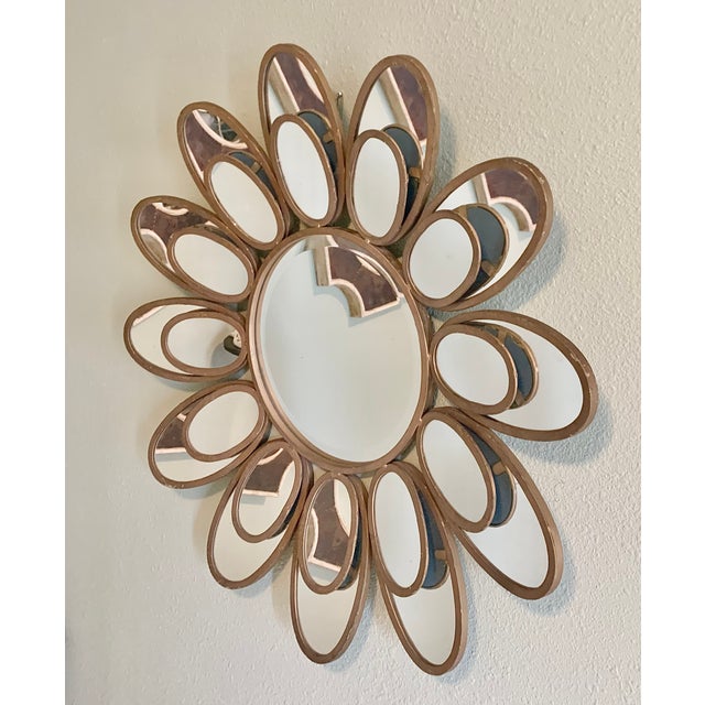 Oversized 360° Multi-Angle Reflection, 2-Tiered Sculptural Sunburst Flower Mirror - McM, Hollywood Regency Style Deep Beveled Glass Mirror For Sale In Tampa - Image 6 of 10